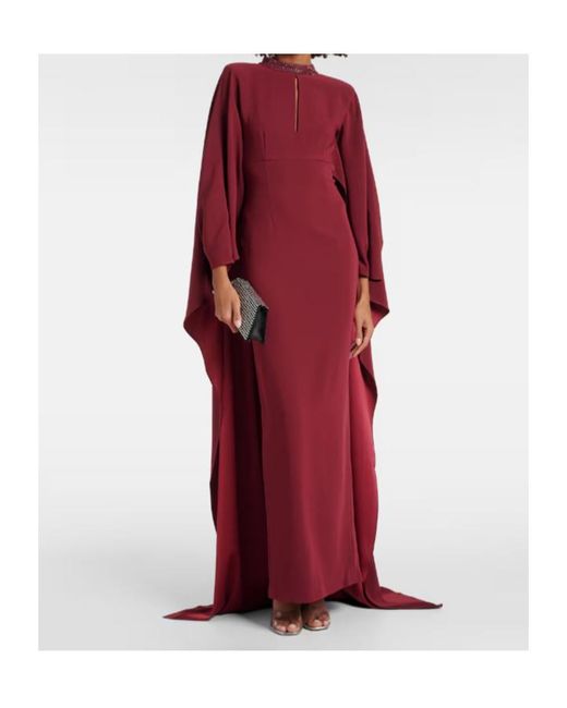 Roland Mouret Red Caped Crystal-Embellished Gown