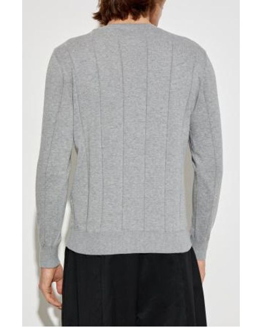 Eleventy Gray Ribbed Crew Neck Sweater for men