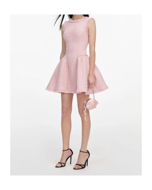 Self-Portrait Pink Textured Sleeveless Mini Dress
