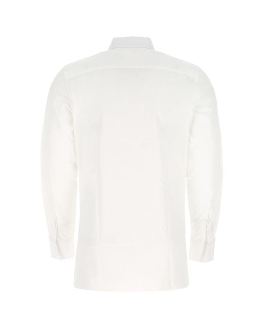 Givenchy White 4G Logo-Embroidered Tuxedo Shirt for men