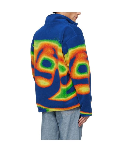Casablanca Blue Zip Abstract Fleece Sweatshirt for men