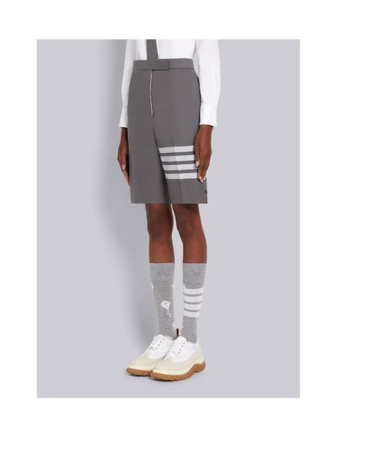 Thom Browne Gray 4-Bar Stripe Tailored Shorts