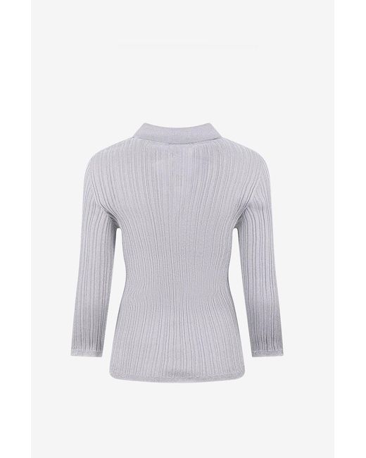 Fabiana Filippi Blue Long-Sleeve Polo Shirt