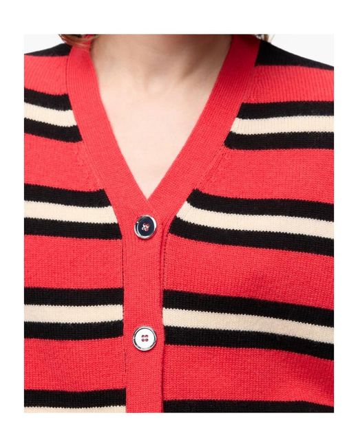 Pinko Red Striped Button-Up Cardigan