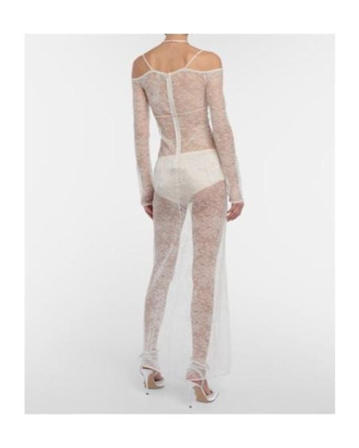 Nensi Dojaka White Bridal Cutout Lace Gown