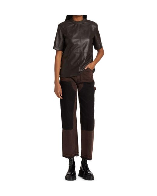 Amiri Black Crewneck Short-Sleeved Leather T-Shirt