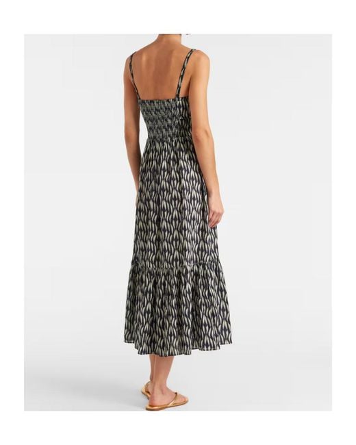 Ulla Johnson Black Nadine Printed Cotton-Blend Midi Dress