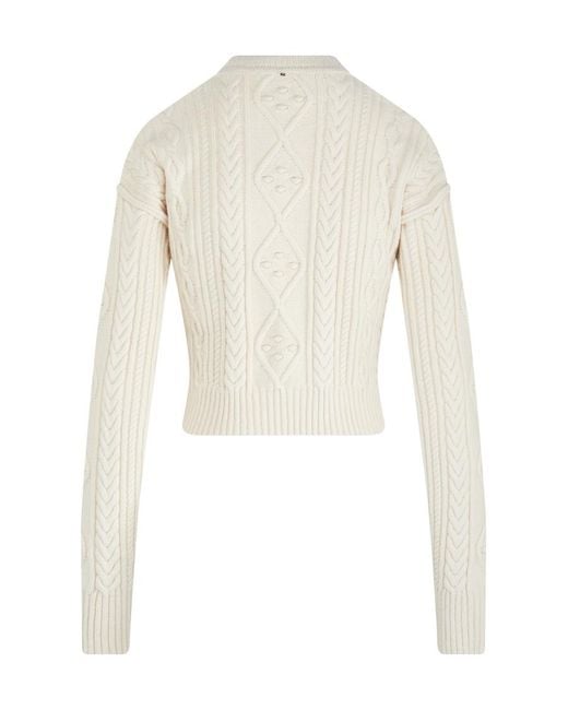Sportmax White Knitted Long-Sleeved Top
