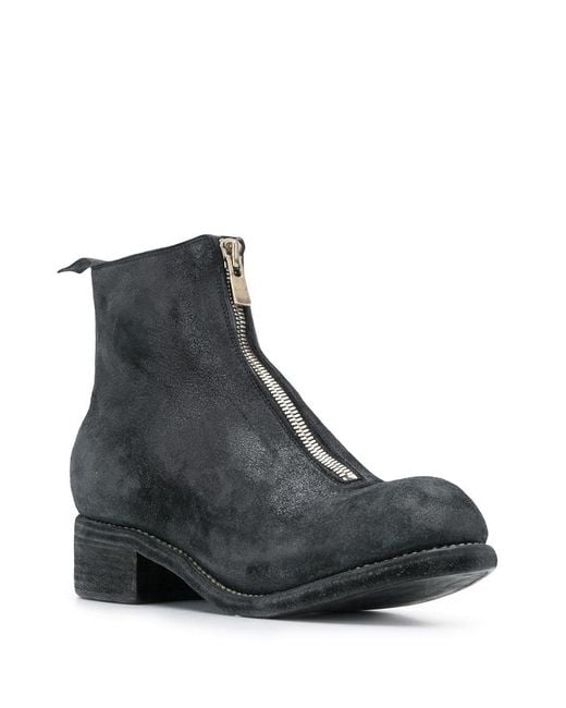 Guidi Black Front Zip Ankle Boots for men