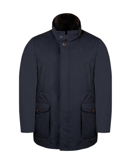 Moorer Blue Hooded Padded Jacket for men