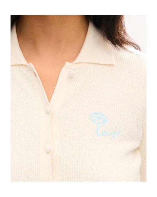 KENZO White Tulip Embroidered Knitted Cardigan