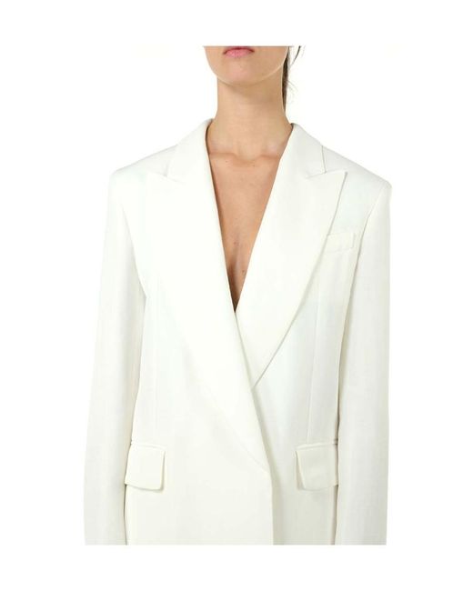 Sportmax White Oversized Concealed Fastened Blazer