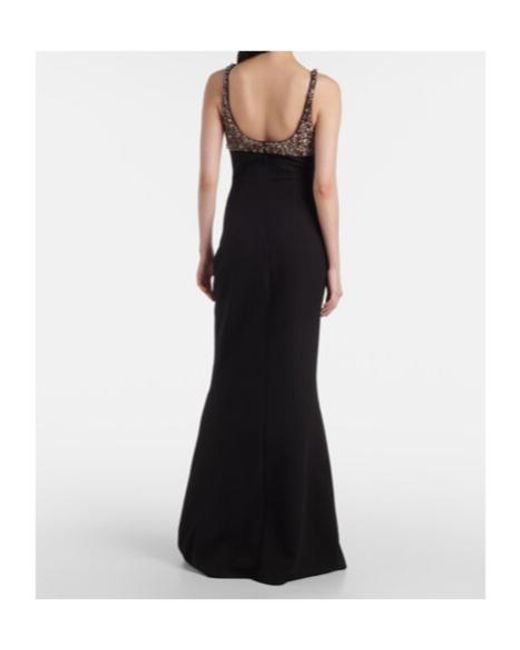 Safiyaa Black Crystal-Embellished Gown