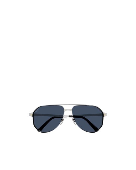 Cartier Blue Pilot Frame Sunglasses for men