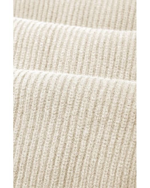 Malo White Ribbed Knit Scarf