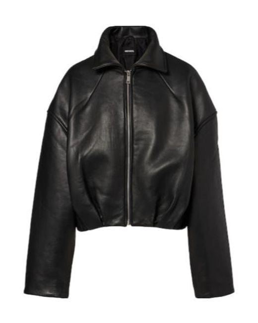 ROTATE BIRGER CHRISTENSEN Black Bonded Leather Blouson Jacket
