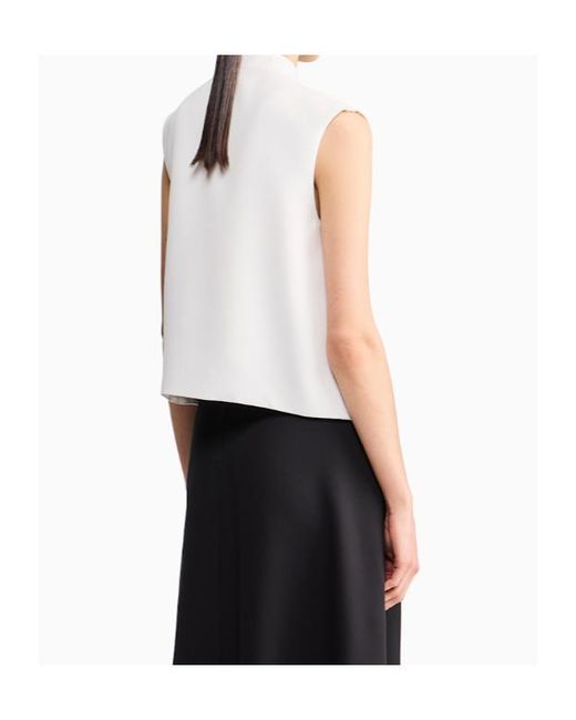 Giorgio Armani White Bow-Detail Sleeveless Shirt