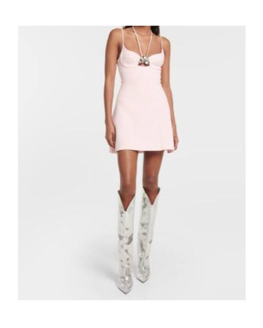 David Koma Pink Embellished Minidress