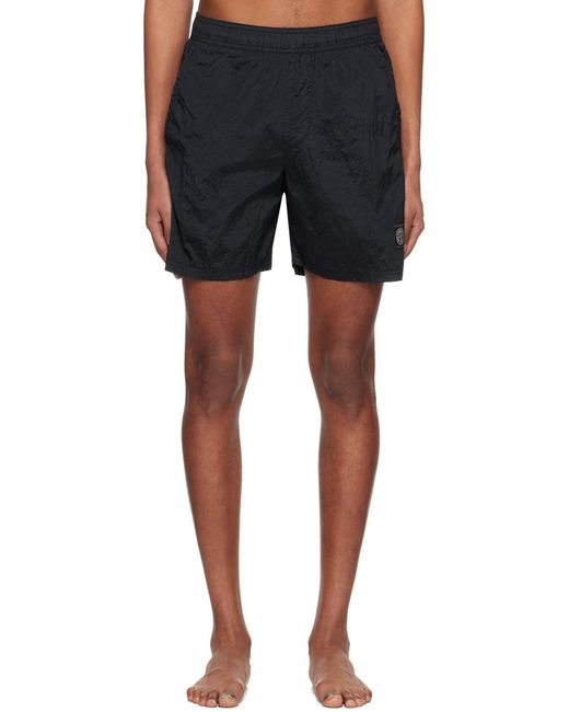 Stone Island Blue Compass-Patch Swim Shorts for men