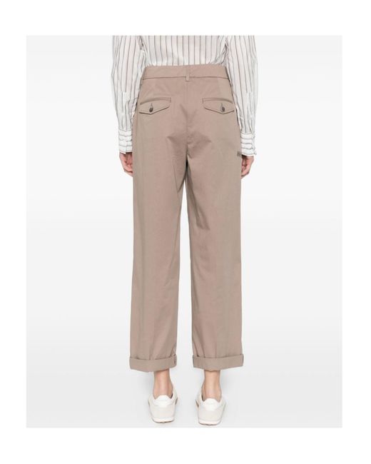 Peserico Gray Cuffed Straight-Leg Pants