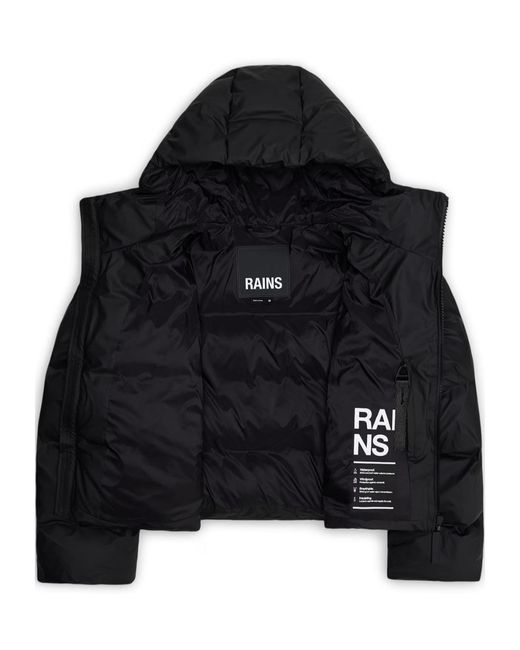 Rains Black Alta Short Puffer Jacket