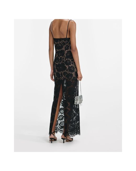 Self-Portrait Black Floral Lace Maxi Dress