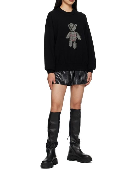 Alexander Wang Black Beiress Crystal-Embellished Wool Jumper