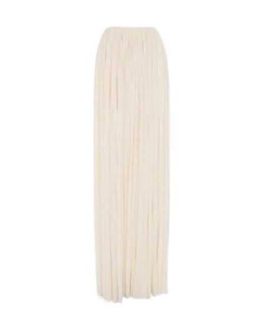 Saint Laurent White Long Pleated Skirt