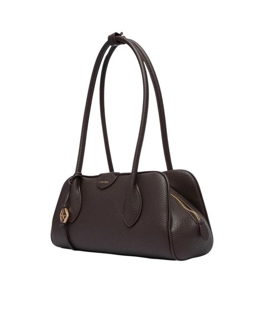 Calvin Klein Black Grained-Leather Logo-Charm Shoulder Bag
