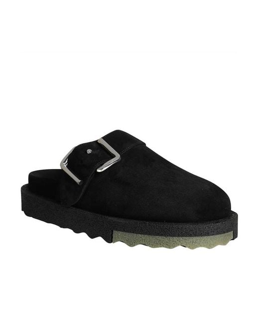 Off-White c/o Virgil Abloh Black Buckle Detail Suede Slippers for men