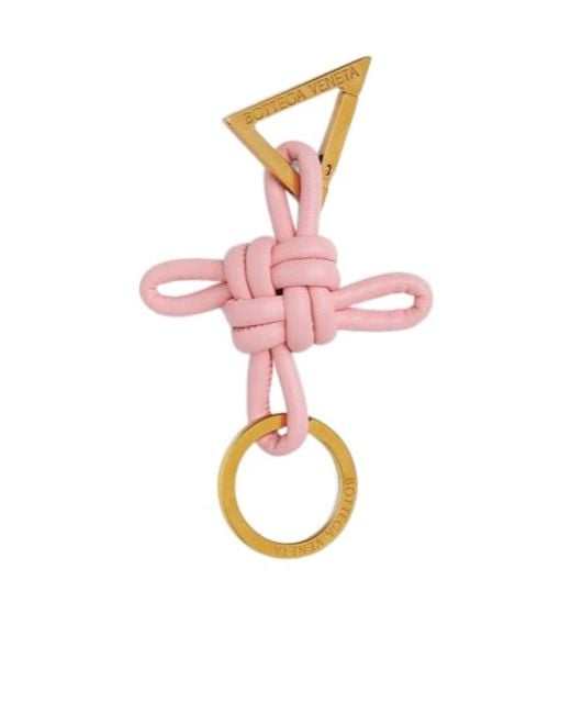 Bottega Veneta Pink Triangle Square Double Knot Keyring for men