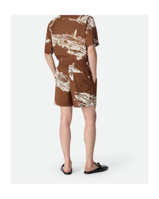 Bottega Veneta White Italian Postcard Silk Shorts for men