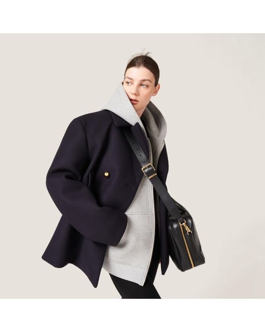 Miu Miu Blue Double-Breasted Cloth Peacoat Jacket