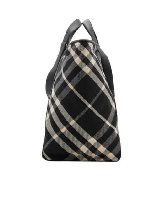 Burberry Black Festival Checked Tote Bag for men