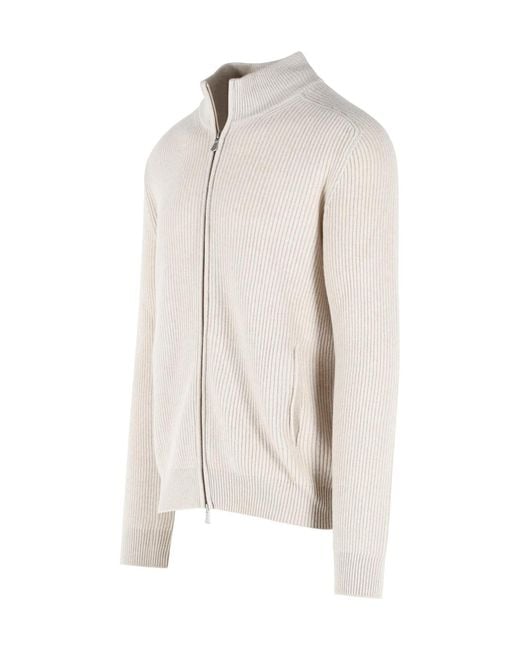 Gran Sasso Natural Stand-Collar Zip-Up Cardigan for men