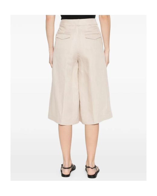 Peserico Natural Front-Pleat Shorts