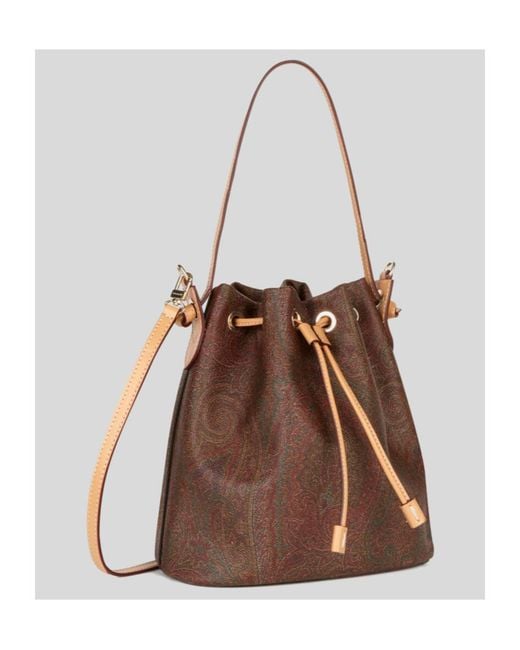 Etro Brown Paisley Bucket Bag