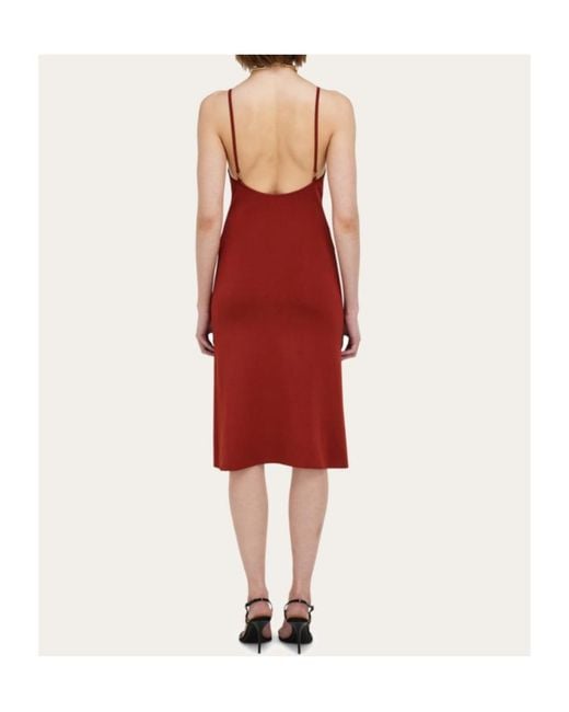 Ferragamo Red Knitted Slip Dress
