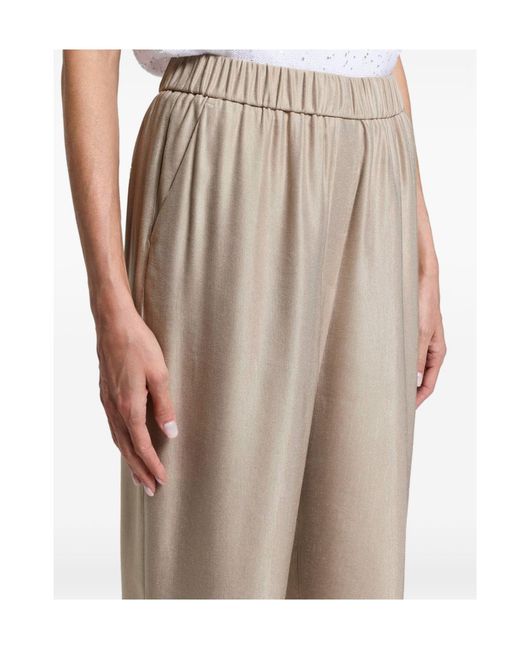 Peserico Natural Elasticated-Waist Turn-Up Trousers