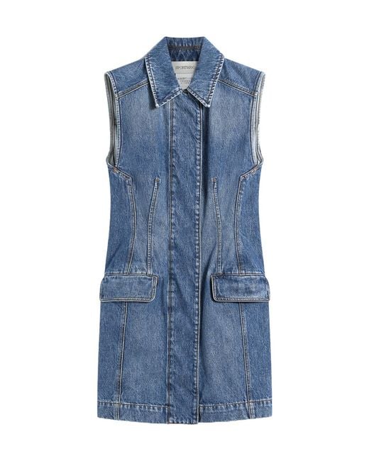Sportmax Blue Carabo Sleeveless Denim Mini Dress