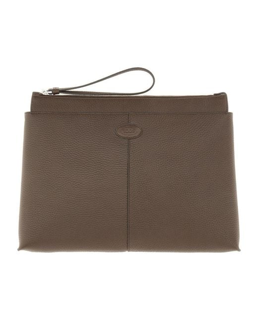 Tod's Brown Document Holder Pouch for men