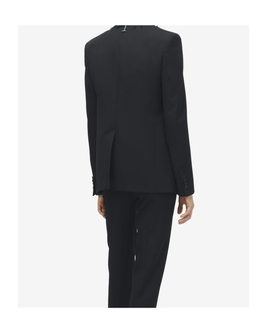 McQueen Black Frayed Lapel Single-Breasted Jacket for men