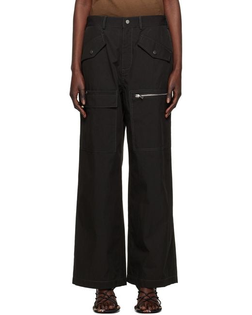 Dion Lee Black Multi-Pocket Straight-Leg Trousers