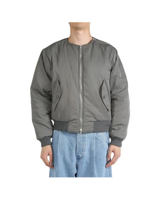 Dries Van Noten Gray Zip-Up Crewneck Jacket for men