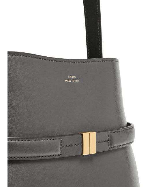 Totême Black Belted Leather Bucket Bag