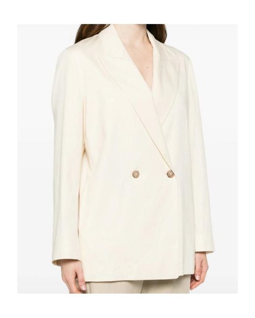 FRAME White The Lounge Double-Breasted Peak-Lapel Blazer