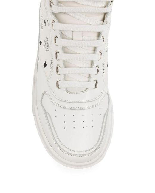 MCM White Logo Logo High-Top Skate Shoes for men