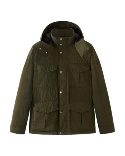 Woolrich Green Hooded Down Jacket for men