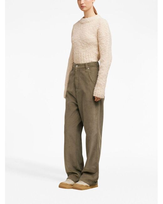 AMI Green Corduroy Straight Trousers for men