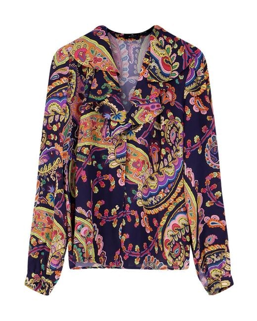 Etro Multicolor V-Neck Printed Blouse
